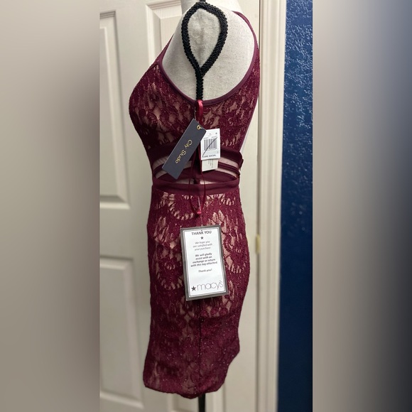 Macy's Burgundy Lace Backless Dress - Picture 4 of 6